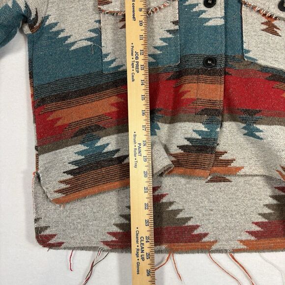 La Miel  Blanket Shirt Jacket Boho Southwest Aztec Shacket Distressed - Picture 8 of 10